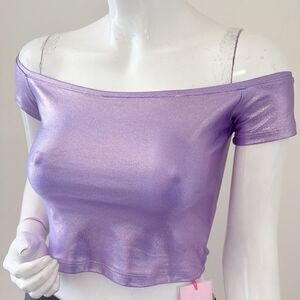 THE MIGHTY COMPANY Shimmering Purple Off-Shoulder Blouse